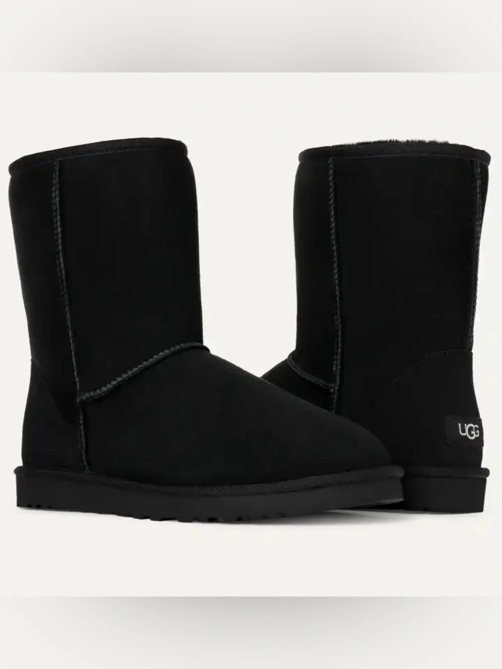 $195~UGG~Men’s Black Suede Classic Short Sheepskin Lined Ugg Boots~12/12.5